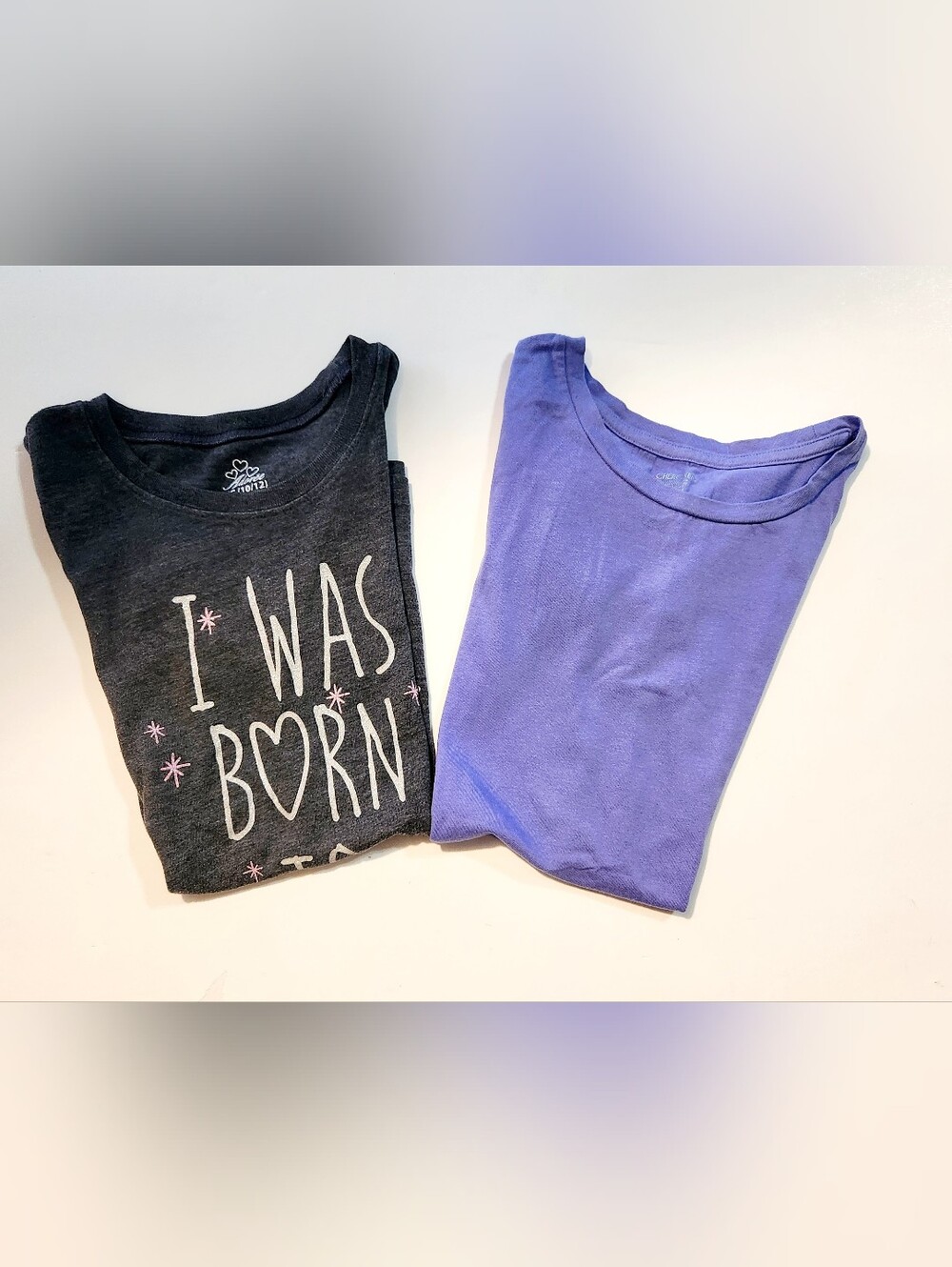 🩷Girls 2pc. Gray And Lavender T-Shirt Bundle Size: 10/12